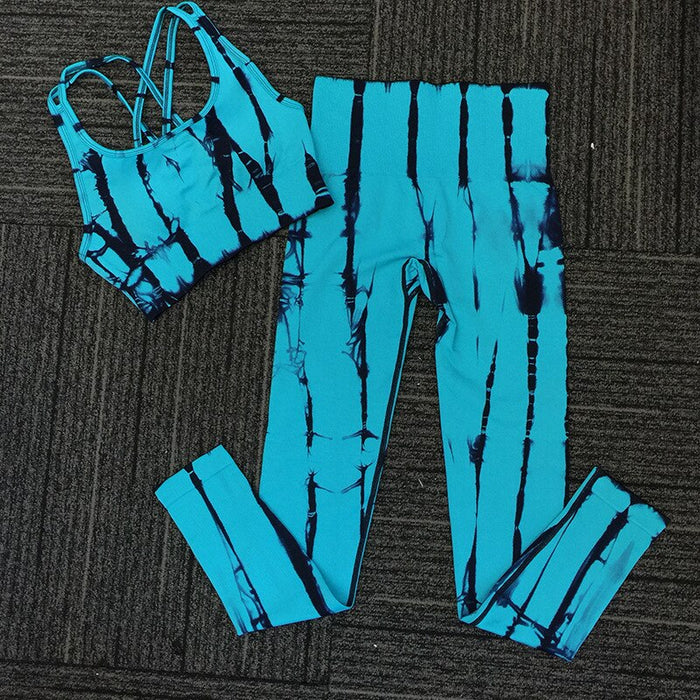 2021 Seamless Tie-Dye Moisture Wicking Quick Dry Yoga Set High Waist Leggings Workout Gym Clothing Active Wear Women 2 Piece Set