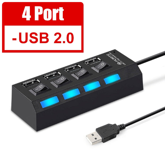 USB 3.0 Hub USB Hub 3.0 Multi USB Splitter 3 Hab Use Power Adapter 4/7 Port Multiple Expander 2.0 USB3 Hub with Switch for PC