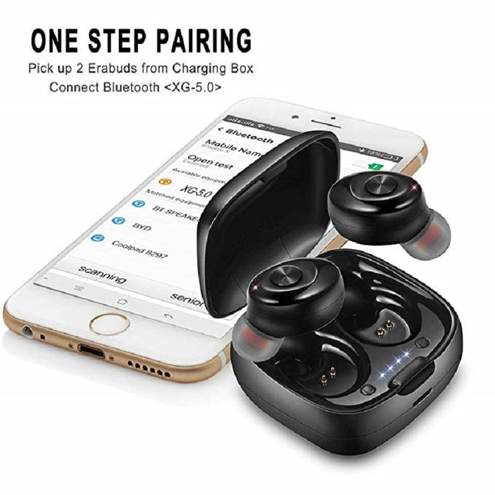 XG12  Wireless Headphones 5.0 True Bluetooth Earbuds IPX5 Waterproof Sports Earpiece 3D Stereo Sound Earphones with Charging Box