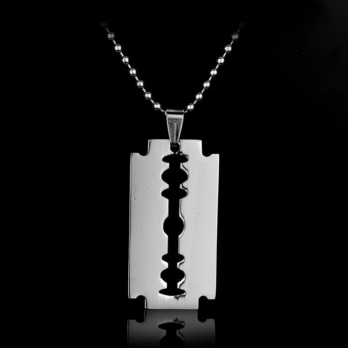 dongsheng Fashion Silver Color Stainless Steel Razor Blades Pendant Necklaces Men Jewelry Steel Male Shaver Shape Necklace -30