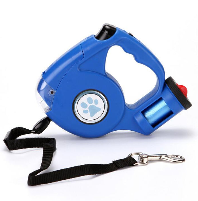 4.5M LED Flashlight Extendable Retractable Pet Dog Leash Lead with Garbage Bag