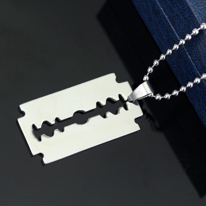 dongsheng Fashion Silver Color Stainless Steel Razor Blades Pendant Necklaces Men Jewelry Steel Male Shaver Shape Necklace -30