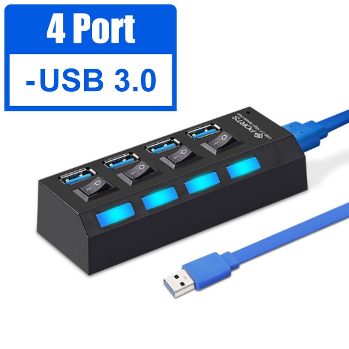 USB 3.0 Hub USB Hub 3.0 Multi USB Splitter 3 Hab Use Power Adapter 4/7 Port Multiple Expander 2.0 USB3 Hub with Switch for PC