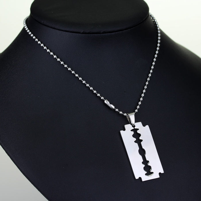 dongsheng Fashion Silver Color Stainless Steel Razor Blades Pendant Necklaces Men Jewelry Steel Male Shaver Shape Necklace -30