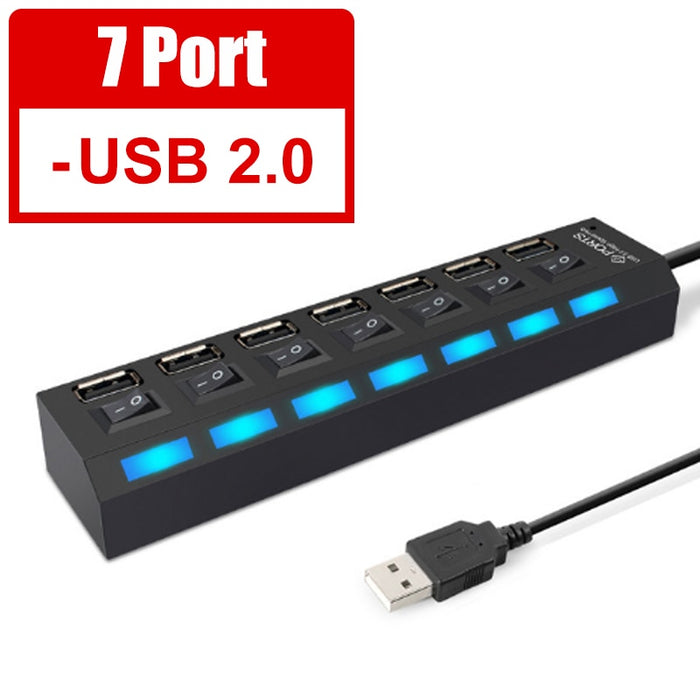 USB 3.0 Hub USB Hub 3.0 Multi USB Splitter 3 Hab Use Power Adapter 4/7 Port Multiple Expander 2.0 USB3 Hub with Switch for PC