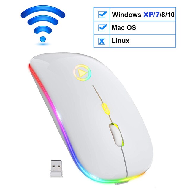 Wireless Mouse Bluetooth RGB Rechargeable Mouse Wireless Computer Silent Mause LED Backlit Ergonomic Gaming Mouse For PC Laptop