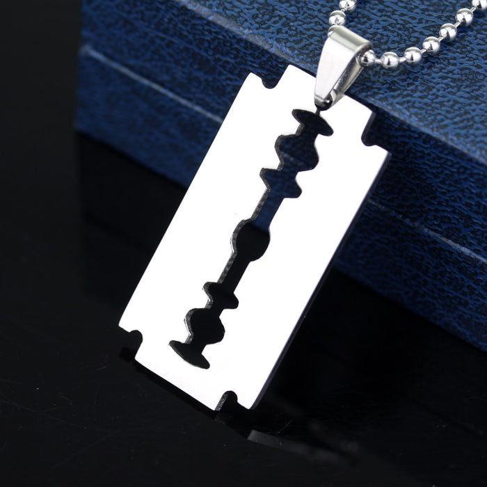 dongsheng Fashion Silver Color Stainless Steel Razor Blades Pendant Necklaces Men Jewelry Steel Male Shaver Shape Necklace -30