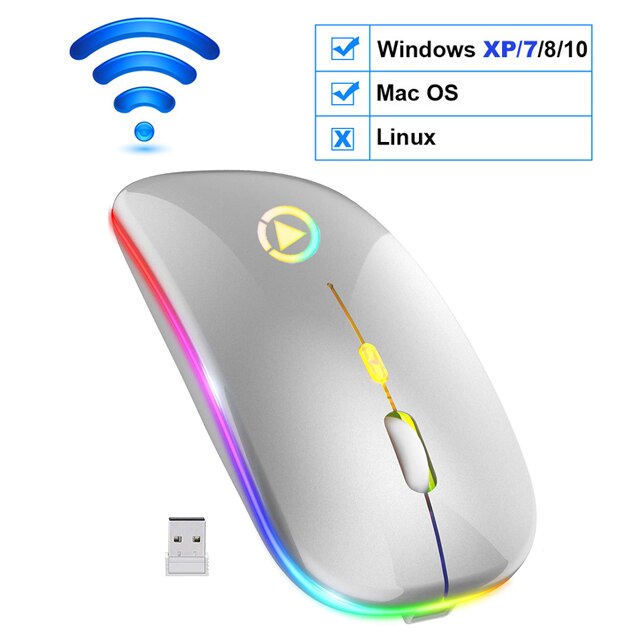 Wireless Mouse Bluetooth RGB Rechargeable Mouse Wireless Computer Silent Mause LED Backlit Ergonomic Gaming Mouse For PC Laptop