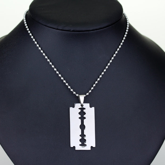 dongsheng Fashion Silver Color Stainless Steel Razor Blades Pendant Necklaces Men Jewelry Steel Male Shaver Shape Necklace -30