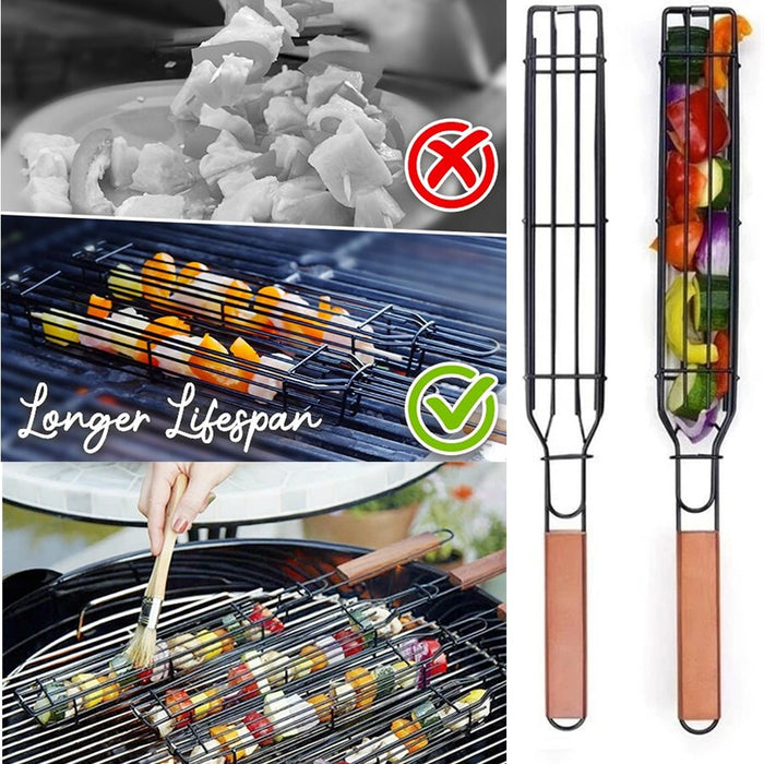 Portable BBQ Grilling Basket Stainless Steel Nonstick Barbecue Grill Basket Tools Mesh  Kitchen Tools kitchen accessories#30